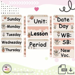 بطاقات السبورة انجليزي (Flora)-منتج رقمي