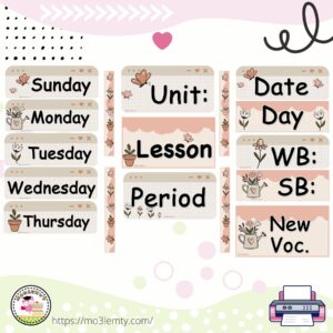 بطاقات السبورة انجليزي (Flora)-منتج مطبوع