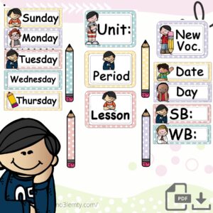 بطاقات السبورة اللغة الانجليزية(معلمتي)-بنين-منتج رقمي