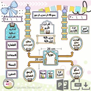 بطاقات التربية الاسلامية والقرآن الكريم (ملون)(أولاد)-منتج رقمي